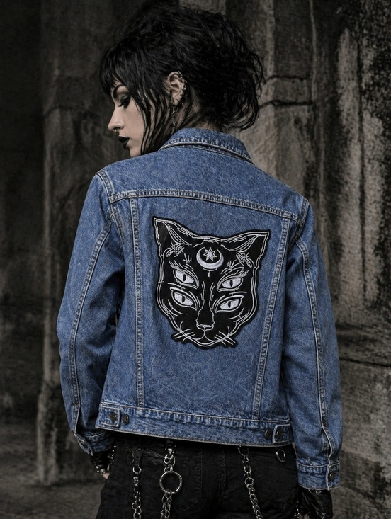 Accessories - NEW Goth Black Triple-Eye Cat Embroidered Patch